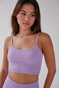 Rib Strappy Crop Top - Sheer Lilac - WHITESMOKE